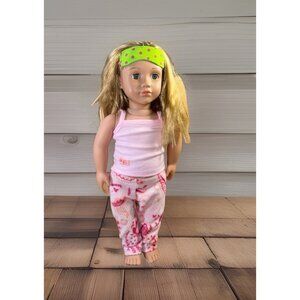 OG Our generation Doll Blonde Hair Blue Eyes 18” In pj’s W/ Eye mask By Battat